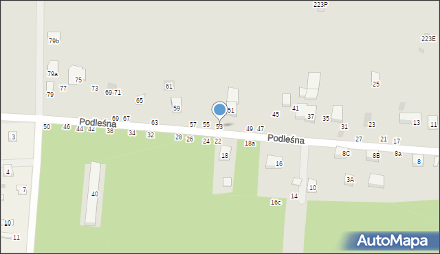 Lublin, Podleśna, 53, mapa Lublina