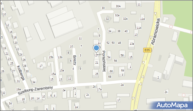 Lublin, Porazińskiej Janiny, 17, mapa Lublina