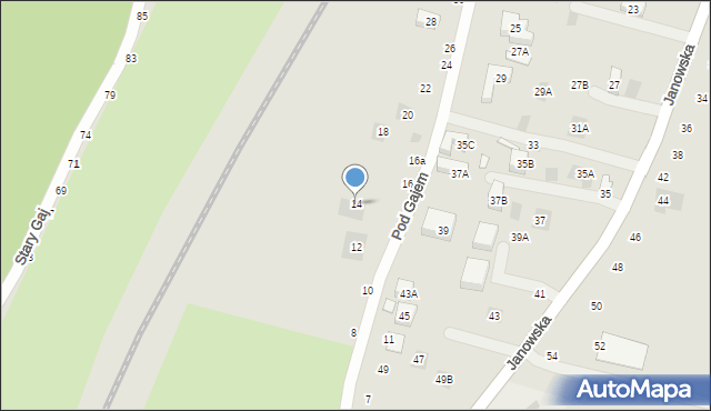 Lublin, Pod Gajem, 14, mapa Lublina