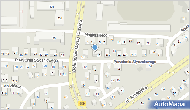 Lublin, Powstania Styczniowego, 17, mapa Lublina