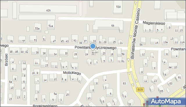 Lublin, Powstania Styczniowego, 22, mapa Lublina