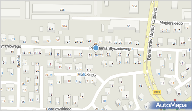 Lublin, Powstania Styczniowego, 26, mapa Lublina