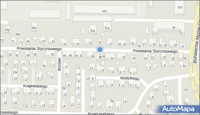 Lublin, Powstania Styczniowego, 36, mapa Lublina