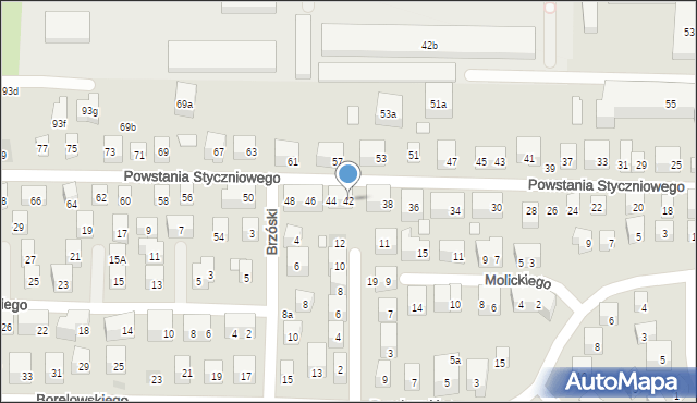 Lublin, Powstania Styczniowego, 42, mapa Lublina