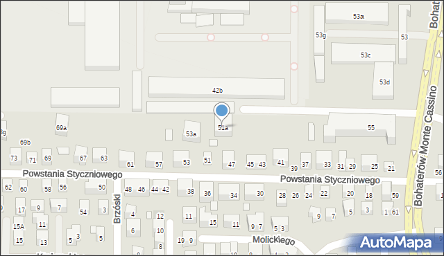 Lublin, Powstania Styczniowego, 51a, mapa Lublina