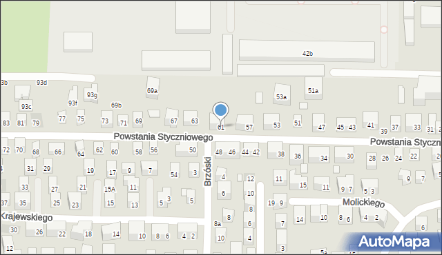 Lublin, Powstania Styczniowego, 61, mapa Lublina