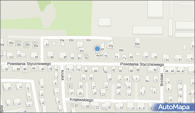 Lublin, Powstania Styczniowego, 77, mapa Lublina