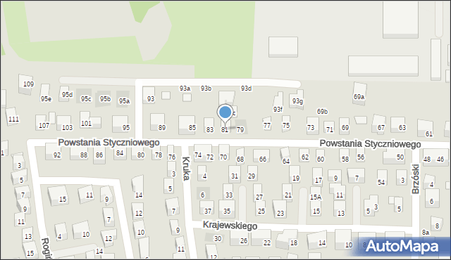 Lublin, Powstania Styczniowego, 81, mapa Lublina