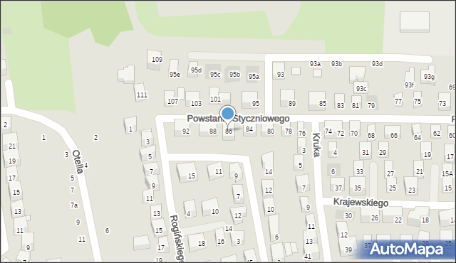 Lublin, Powstania Styczniowego, 86, mapa Lublina