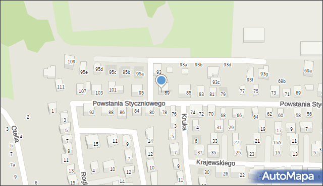 Lublin, Powstania Styczniowego, 91, mapa Lublina