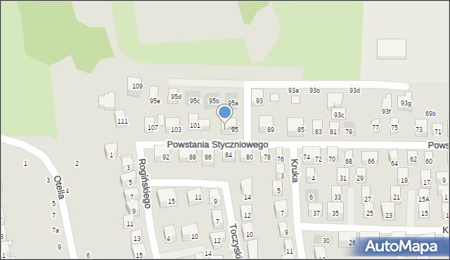 Lublin, Powstania Styczniowego, 97, mapa Lublina