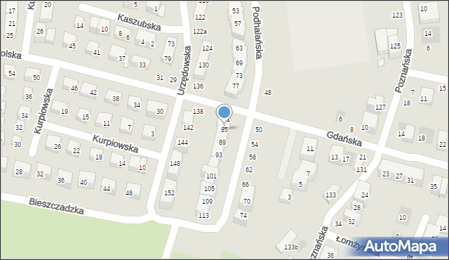 Lublin, Podhalańska, 85, mapa Lublina