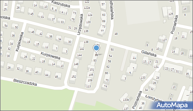 Lublin, Podhalańska, 89, mapa Lublina