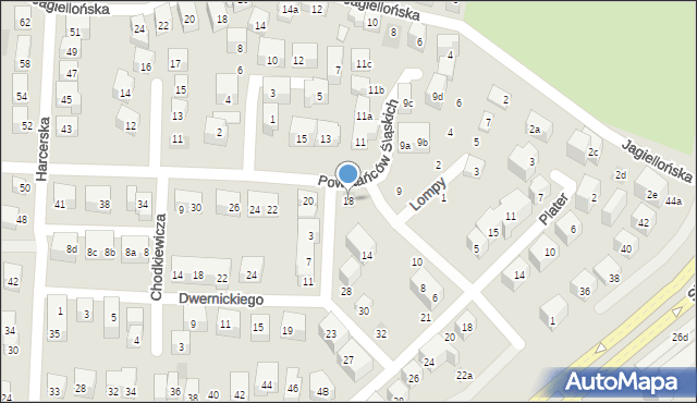 Lublin, Powstańców Śląskich, 18, mapa Lublina