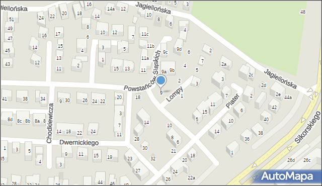 Lublin, Powstańców Śląskich, 9, mapa Lublina