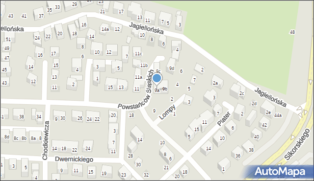 Lublin, Powstańców Śląskich, 9a, mapa Lublina