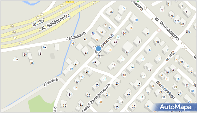 Lublin, Podchorążych, 22, mapa Lublina