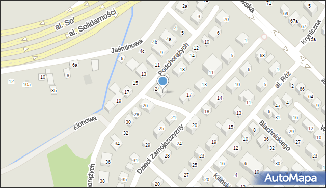 Lublin, Podchorążych, 24a, mapa Lublina