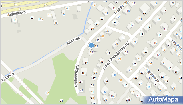 Lublin, Podchorążych, 34, mapa Lublina