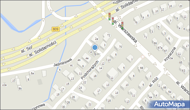 Lublin, Podchorążych, 5, mapa Lublina