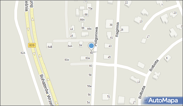 Lublin, Poligonowa, 62, mapa Lublina