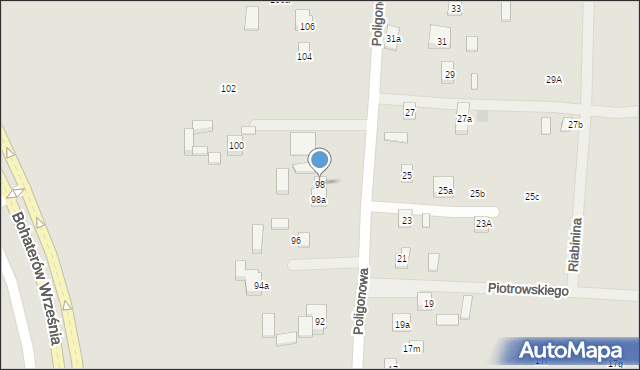 Lublin, Poligonowa, 98, mapa Lublina