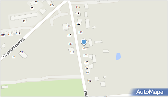 Lubliniec, Podmiejska, 104, mapa Lubliniec
