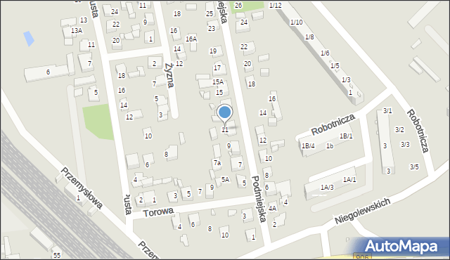 Lubliniec, Podmiejska, 11, mapa Lubliniec