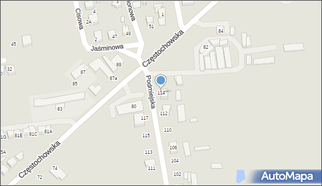 Lubliniec, Podmiejska, 114, mapa Lubliniec