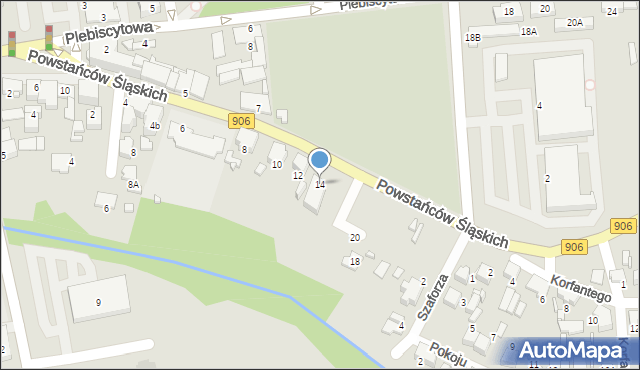 Lubliniec, Powstańców Śląskich, 14, mapa Lubliniec