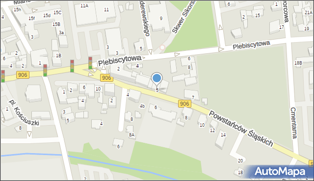 Lubliniec, Powstańców Śląskich, 5, mapa Lubliniec