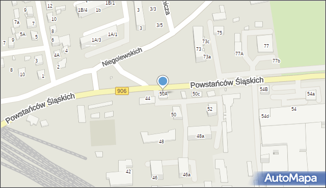 Lubliniec, Powstańców Śląskich, 50A, mapa Lubliniec