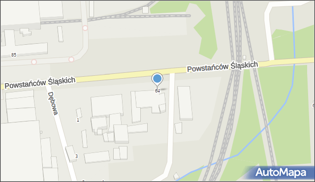 Lubliniec, Powstańców Śląskich, 64, mapa Lubliniec