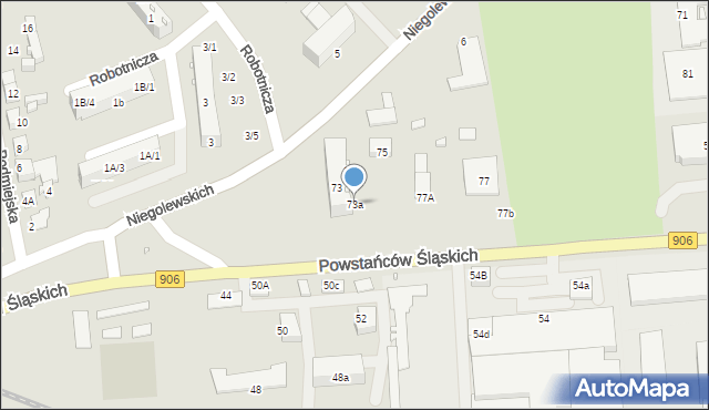 Lubliniec, Powstańców Śląskich, 73a, mapa Lubliniec