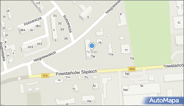 Lubliniec, Powstańców Śląskich, 73b, mapa Lubliniec