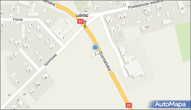 Lubosz, Poznańska, 1, mapa Lubosz