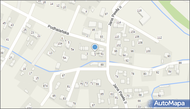 Ludźmierz, Podhalańska, 1, mapa Ludźmierz
