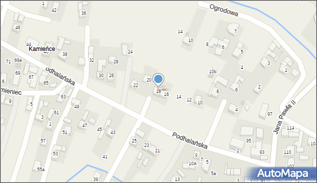 Ludźmierz, Podhalańska, 18, mapa Ludźmierz