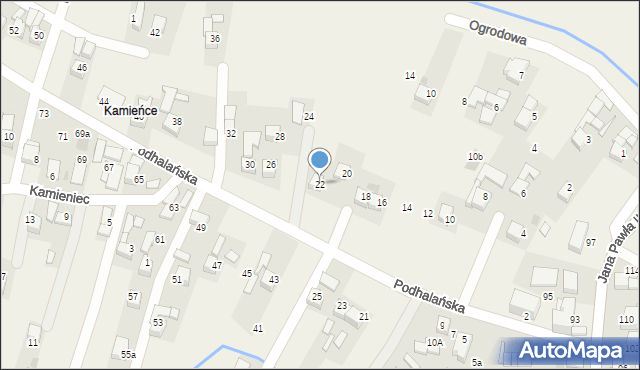 Ludźmierz, Podhalańska, 22, mapa Ludźmierz