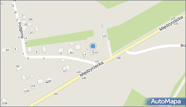 Łuków, Podgórna, 2, mapa Łuków