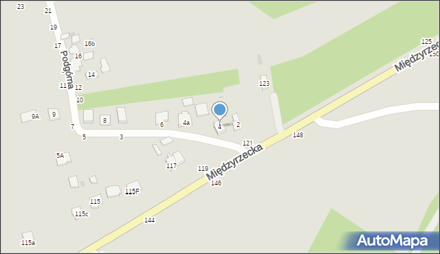 Łuków, Podgórna, 4, mapa Łuków