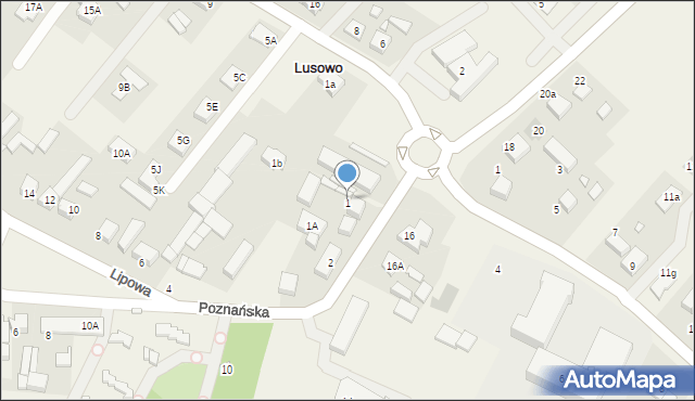 Lusowo, Poznańska, 1, mapa Lusowo