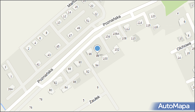 Lusowo, Poznańska, 98, mapa Lusowo