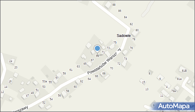 Luszowice, Powstańców Warszawy, 69, mapa Luszowice