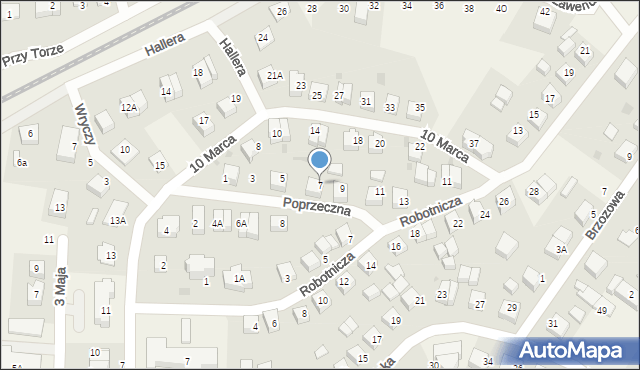 Luzino, Poprzeczna, 7, mapa Luzino