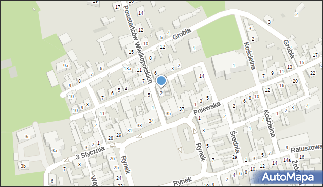 Lwówek, Powstańców Wielkopolskich, 2, mapa Lwówek