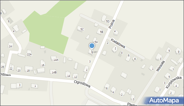 Łyse, Polna, 5, mapa Łyse