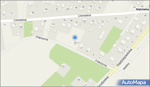 Makówka, Północna, 12, mapa Makówka
