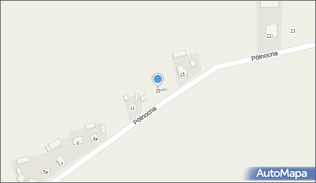 Malanów, Północna, 13, mapa Malanów