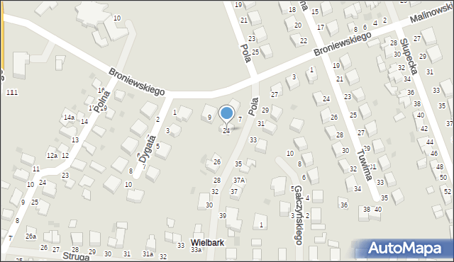 Malbork, Pola Wincentego, 24, mapa Malborka